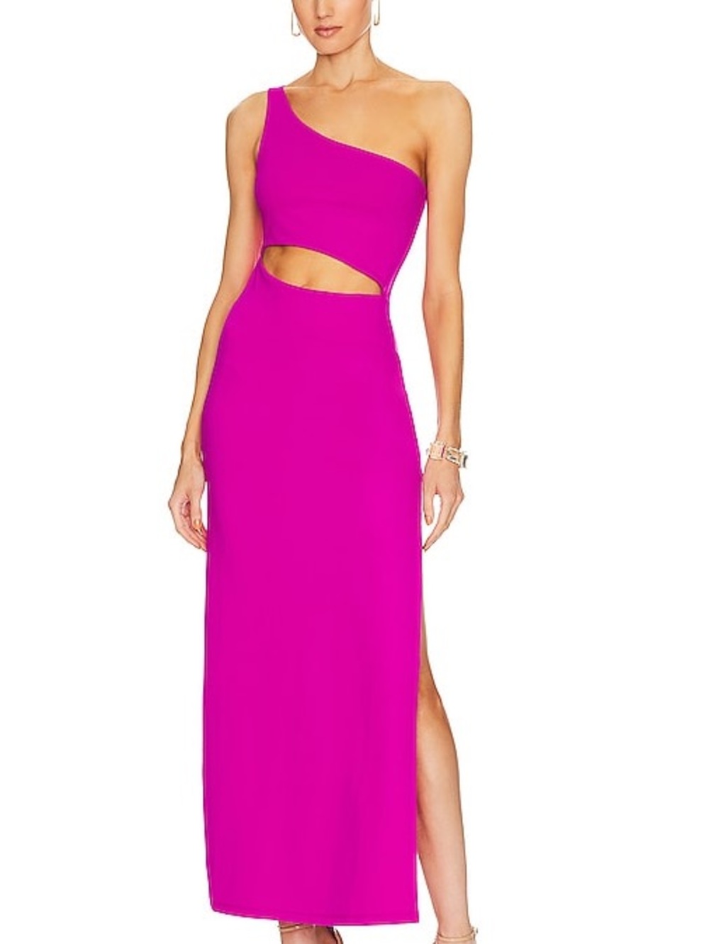 Susana Mónaco One-Shoulder Fuchsia / Magenta Cutout Maxi Dress